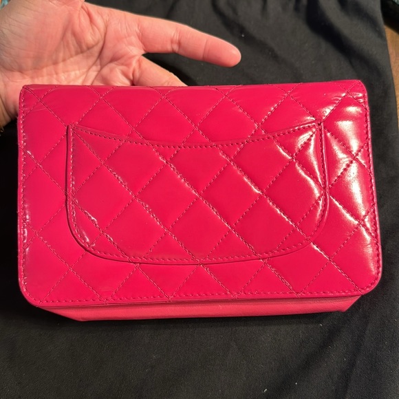 Authentic Chanel Pink Quilted Patent WOC Wallet on Chain - Picture 12 of 13